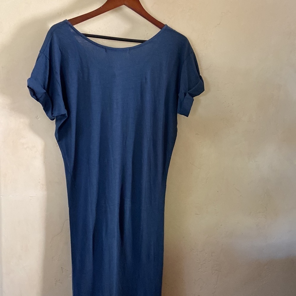 Sz 2 (M) NWT Stillwater Sonoran Dusty Blue Asymmetrical Hem Maxi Dress - Picture 7 of 9